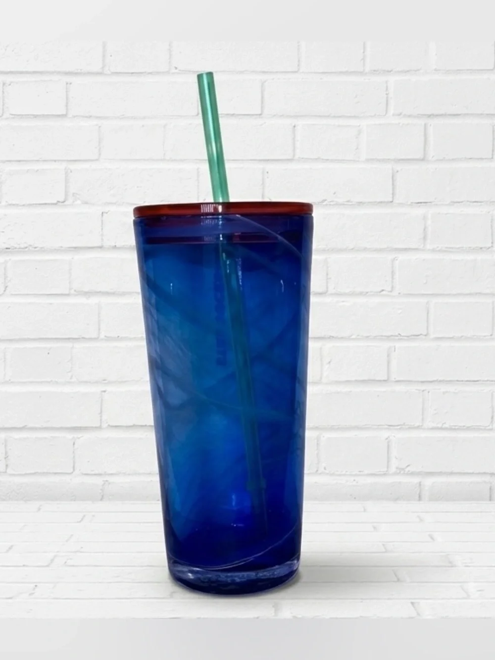 Starbucks 2022 Summer Blue Swirl Recycled Glass Cold Tumbler 18oz NWT
